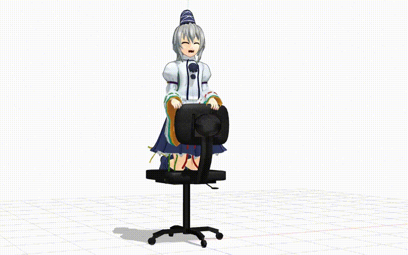 gif of Mononobe no Futo from Touhou spinning on an office chair, the chair's wheels are also spinning